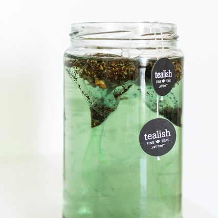 cup of tea with Tealish Fine Tea tag visible