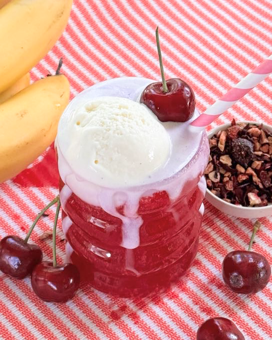 Tealish Cherry Banana Split Herbal Iced Tea with Hibiscus and Strawberry