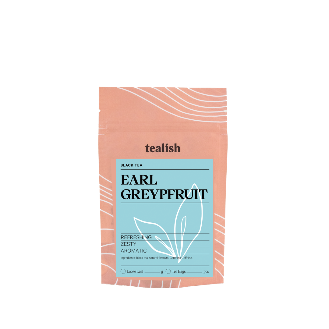 tealish earl greypfruit black tea. loose leaf tea. breakfast tea, earl grey tea, grapefruit tea, bergamot tea. 