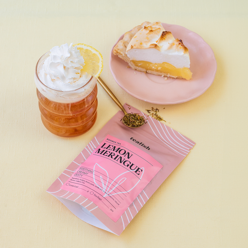 Tealish Lemon Meringue Rooibos Loose Leaf Tea, dessert tea, tea for tea lattes, caffeine free tea, lemon and vanilla 