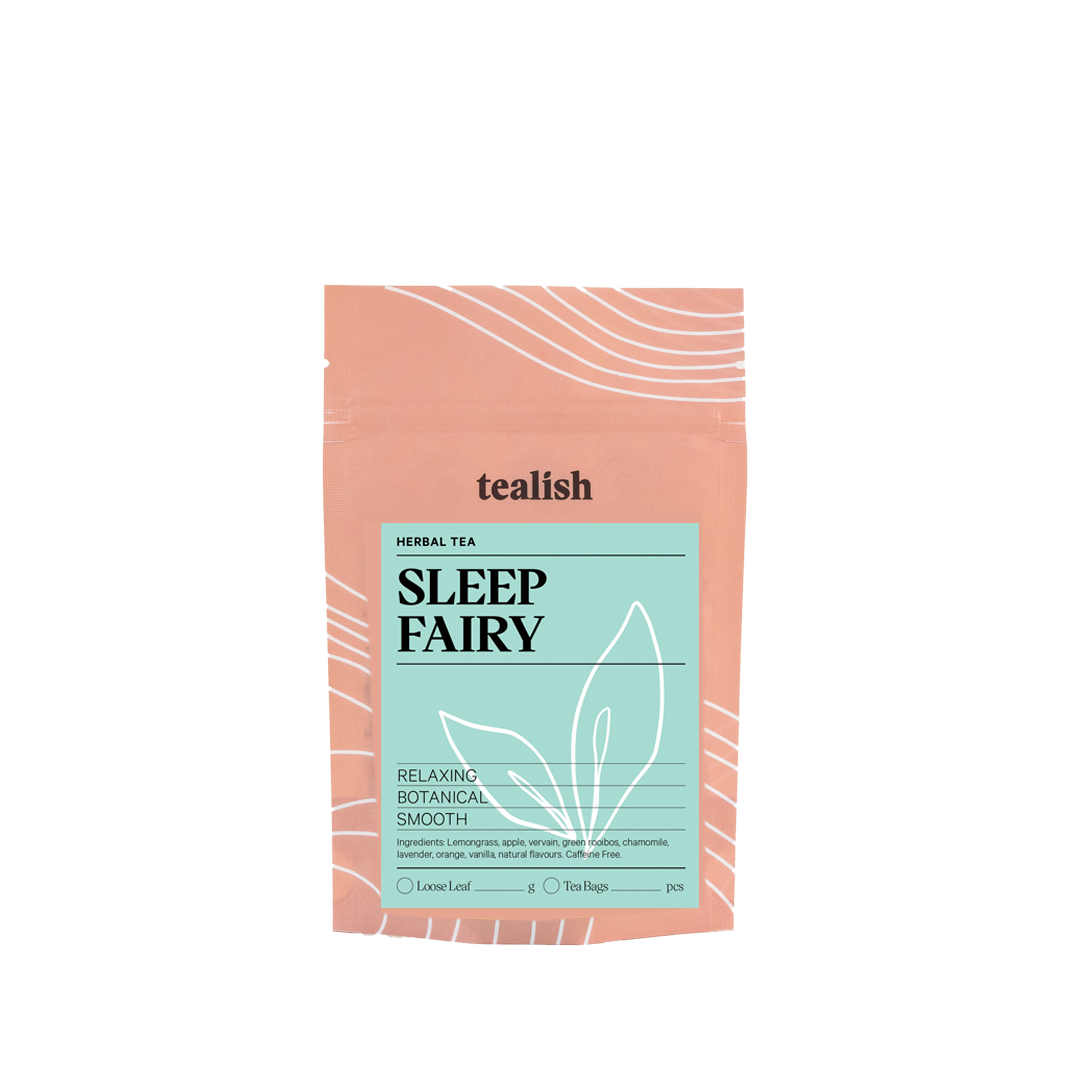 tealish sleep fairy herbal tea. loose leaf tea. sleep tea, bedtime tea, chamomile tea.