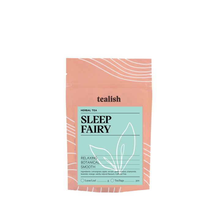 tealish sleep fairy herbal tea. loose leaf tea. sleep tea, bedtime tea, chamomile tea.