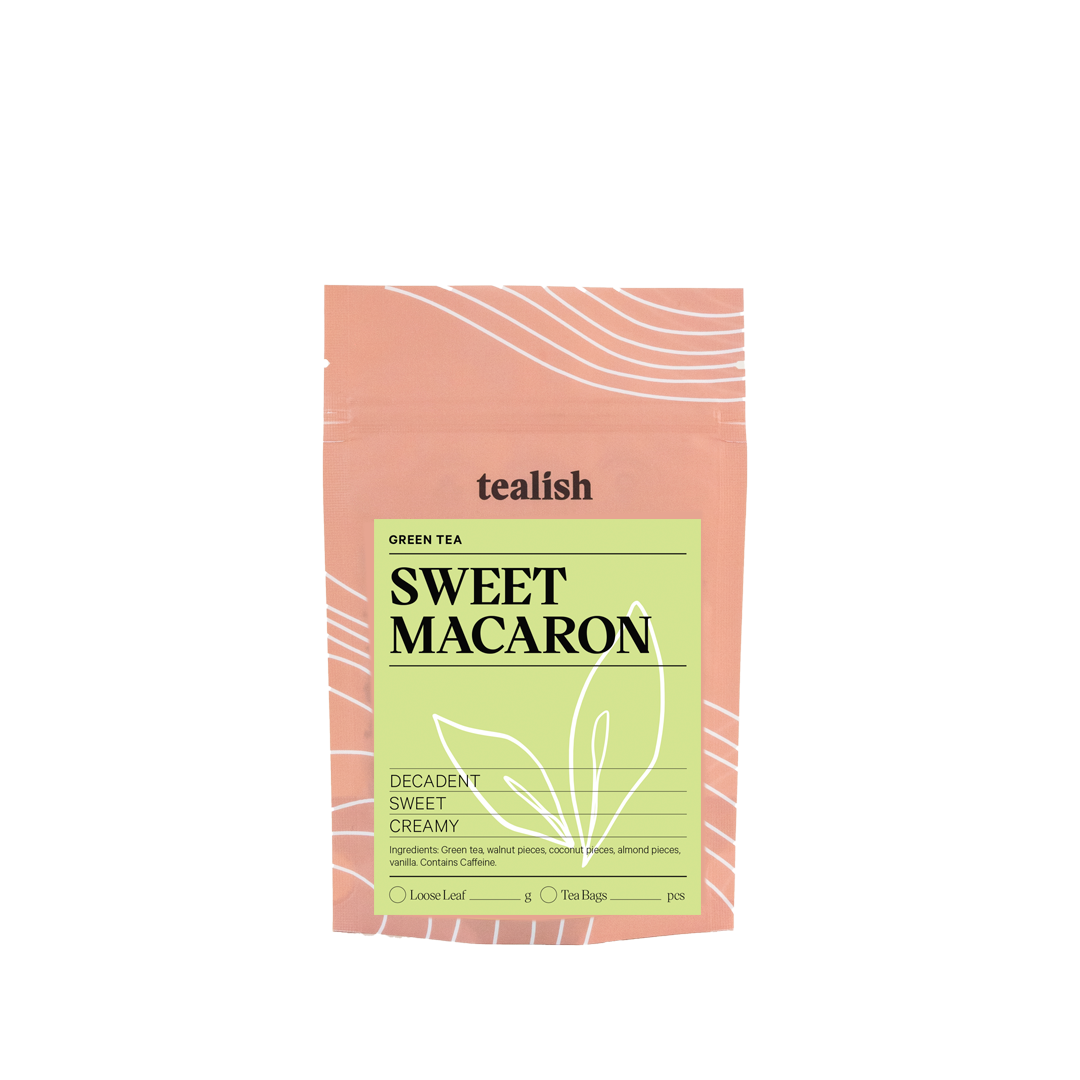 a picture of Tealish Sweet Macaron Green Tea pouch