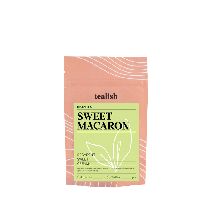 a picture of Tealish Sweet Macaron Green Tea pouch