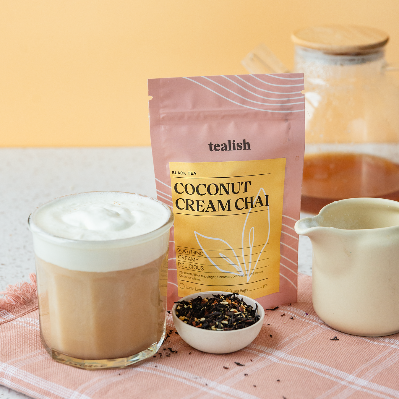 tealish coconut cream chai black tea. Dessert Tea, chai tea, breakfast tea, tea for making a latte 