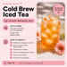 Recipe for cold brew iced tea with a jar of iced tea on a pink background