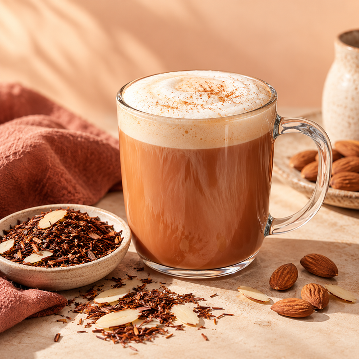 tealish dessert tea loose leaf tea roasted almond rooibos tea latte 