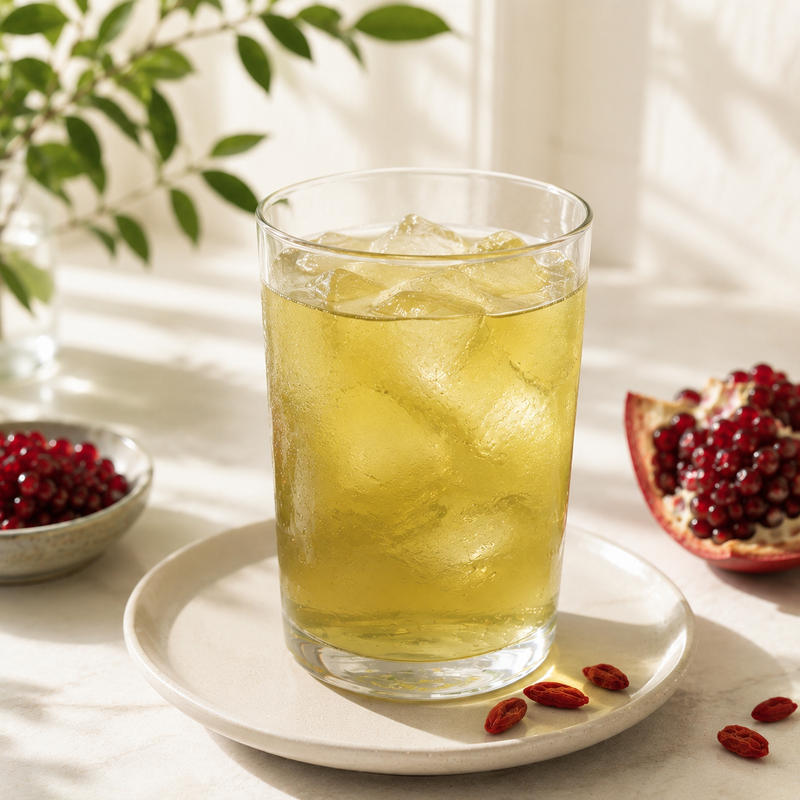 tealish pomegranate goji green tea iced tea 