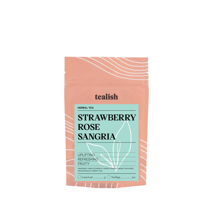 a picture of strawberry rose tea pouch
