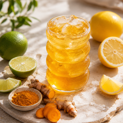 tealish turmeric lime green tea, iced tea 