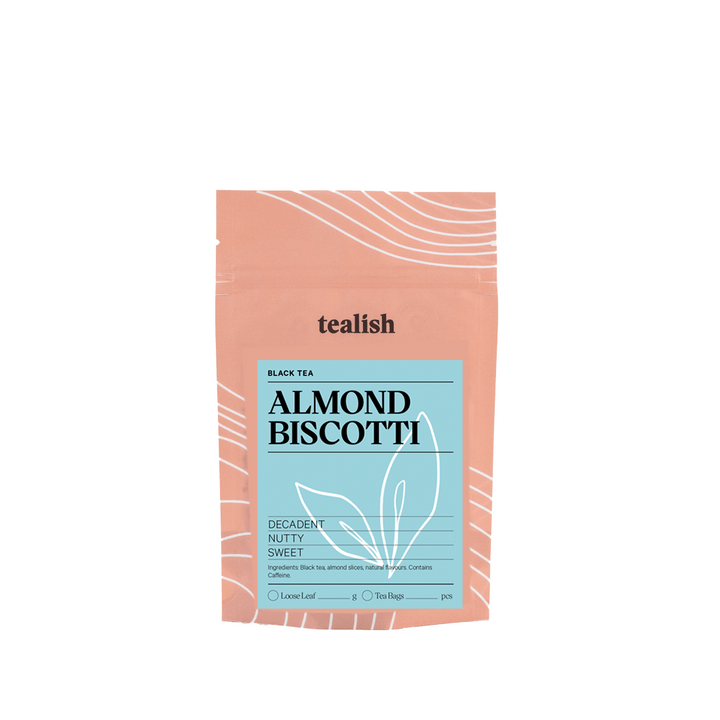 Tealish Almond Biscotti black tea pouch