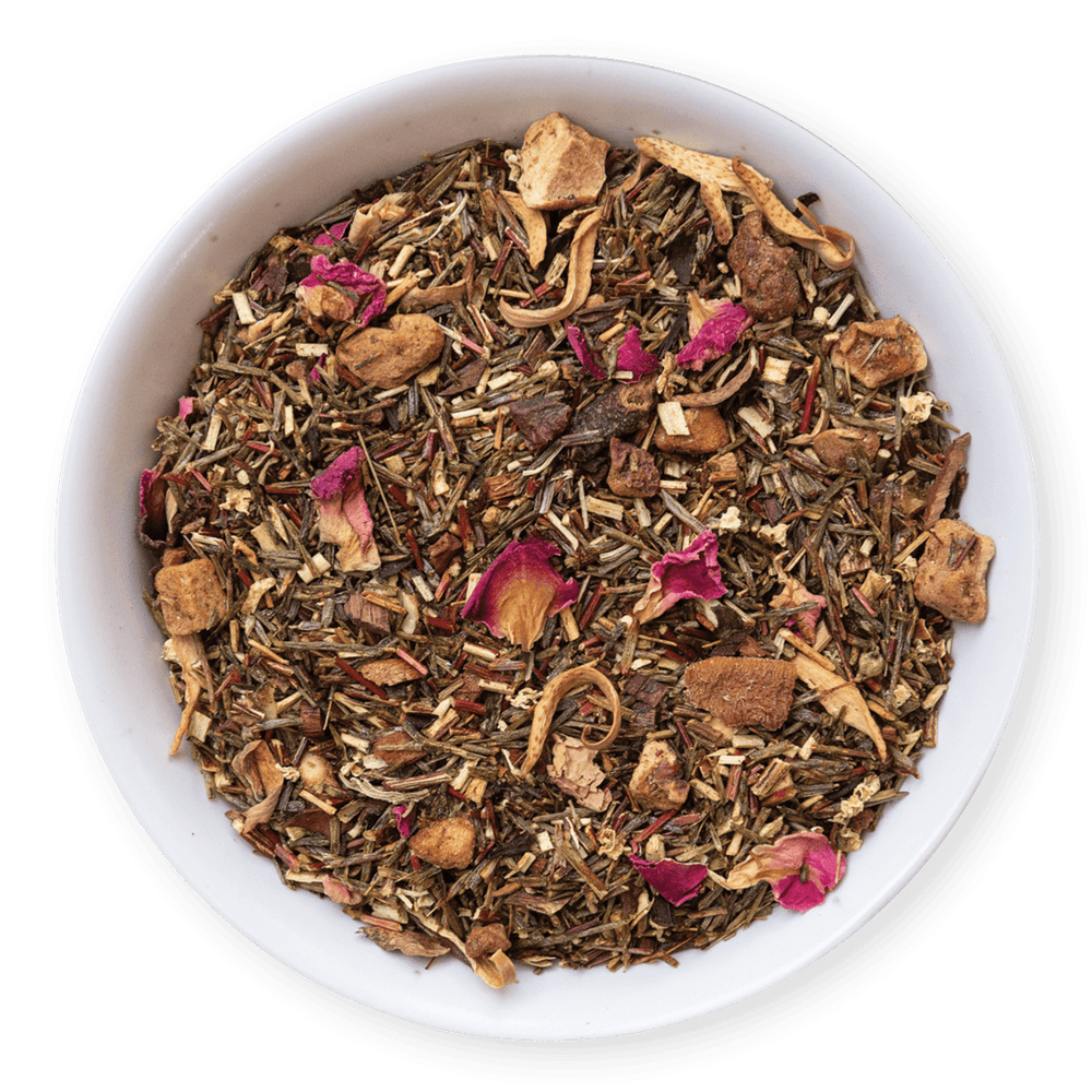 tealish fairy dust rooibos tea. loose leaf tea with strawberry and kiwi. caffeine free herbal tea. perfect for making iced tea. 
