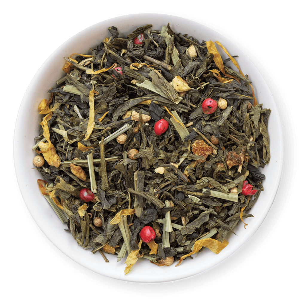 tealish ginger sparkle green tea. Loose Leaf Tea. green tea with ginger and lemon. immune boosting tea. tea for digestion. citrus and ginger green tea. 