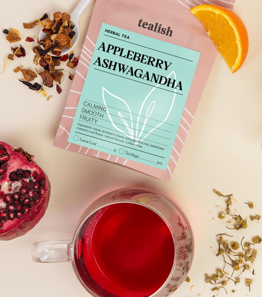 Appleberry Ashwagandha caffeine-free herbal tea by Tealish