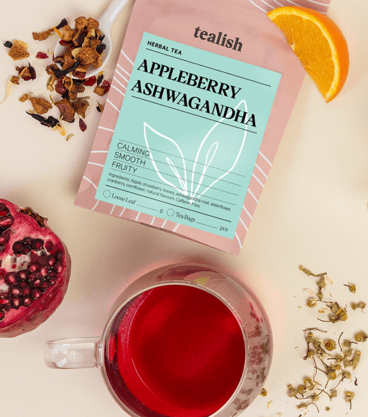 Appleberry Ashwagandha caffeine-free herbal tea by Tealish
