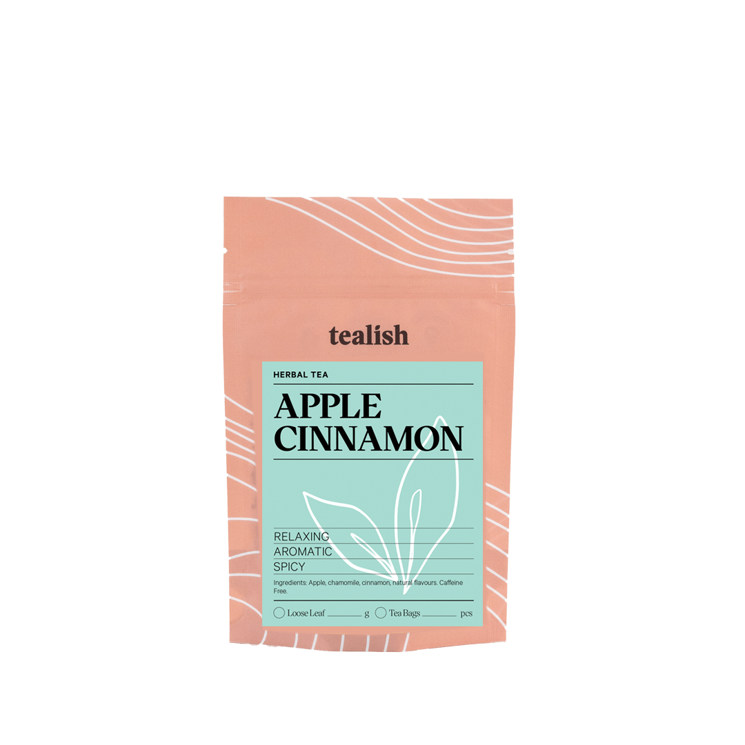 Tealish Apple Cinnamon Chamomile caffeine free herbal tea pouch