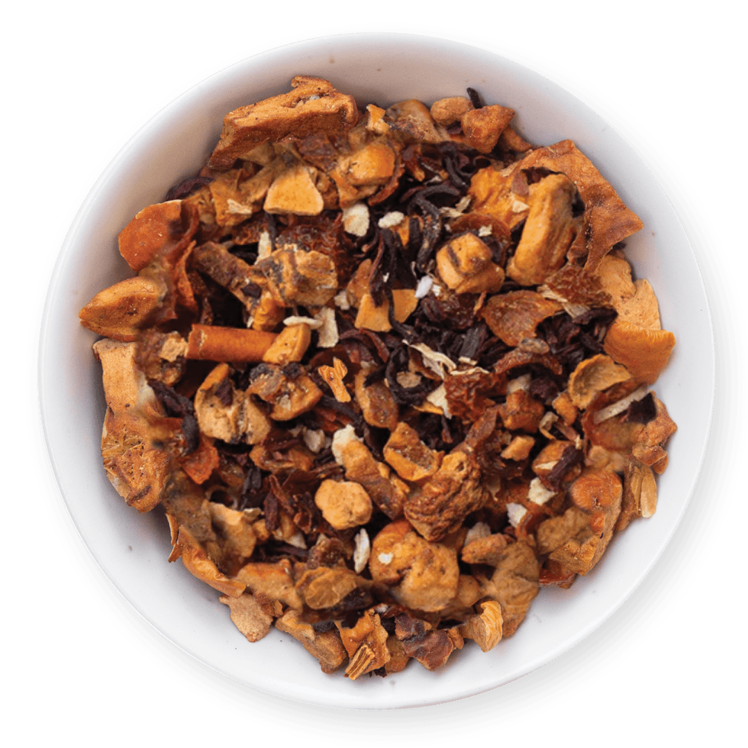 a picture of peach sorbet loose leaf tea in a bowl