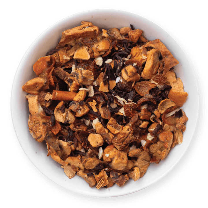 a picture of peach sorbet loose leaf tea in a bowl